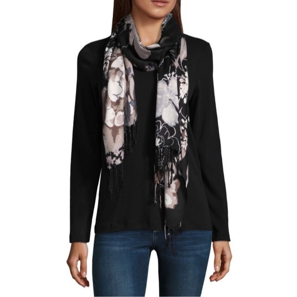 Liz Claiborne Accessories - Liz Claiborne Floral Fringe Pashmina Scarf